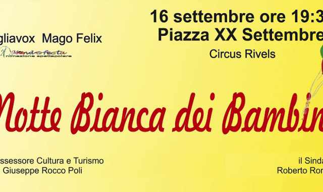 Rutigliano, in piazza XX Settembre arriva la Notte bianca dei bambini